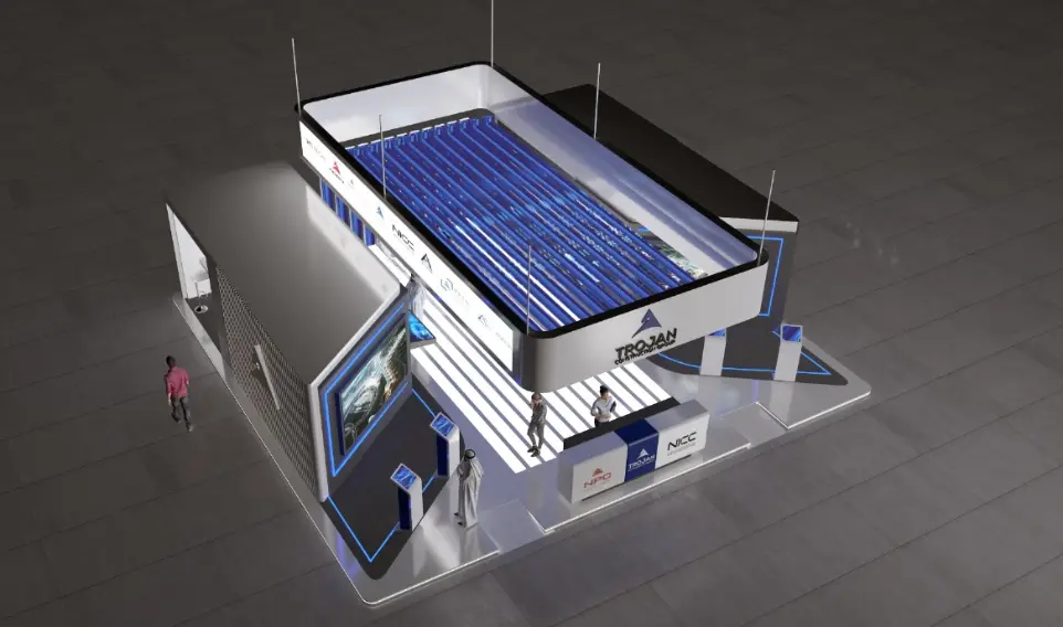 Exhibition stand design and build company UAE trojan